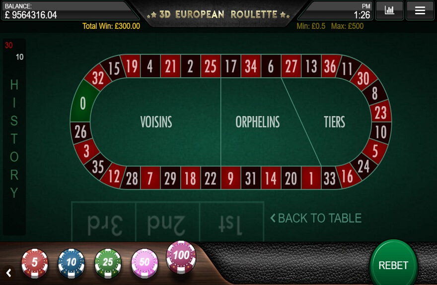 3D European Roulette screen 2