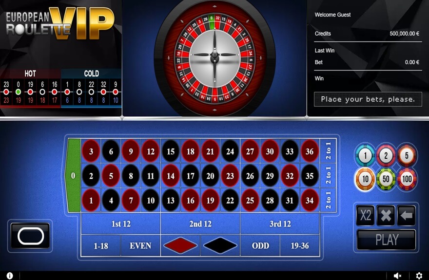 VIP European Roulette screen 1
