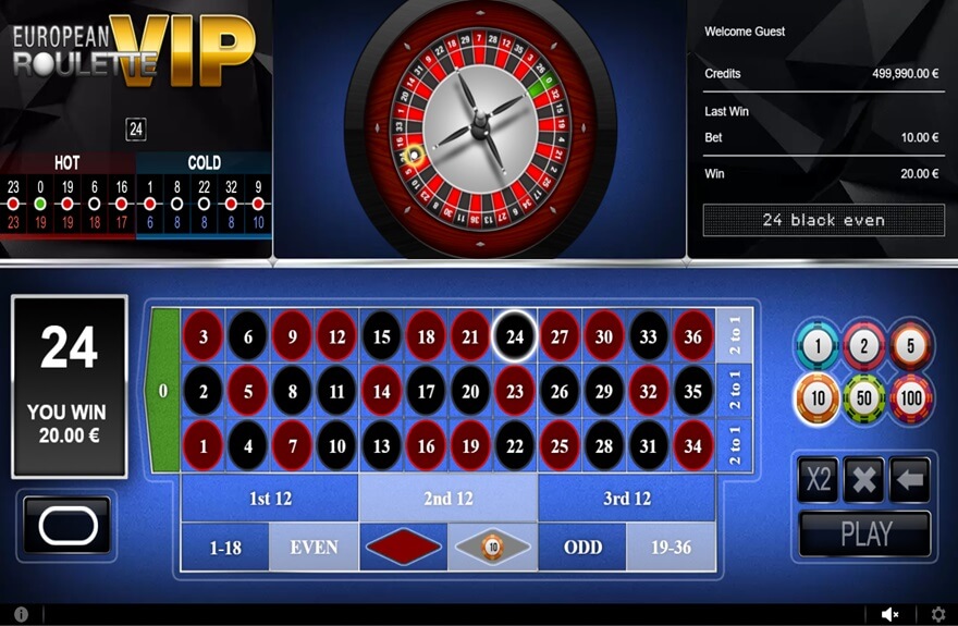 VIP European Roulette screen 2