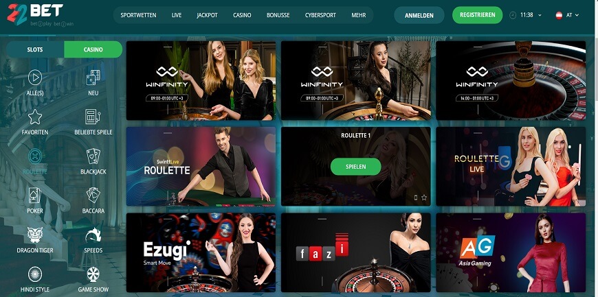 22bet Casino screen 3